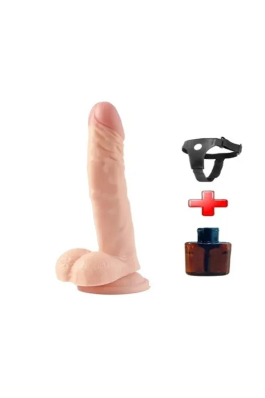 20 Cm Belden Bağlamalı Yeni Nesil Çift Katmanlı Realistik Vantuzlu Dildo Penis - Jack