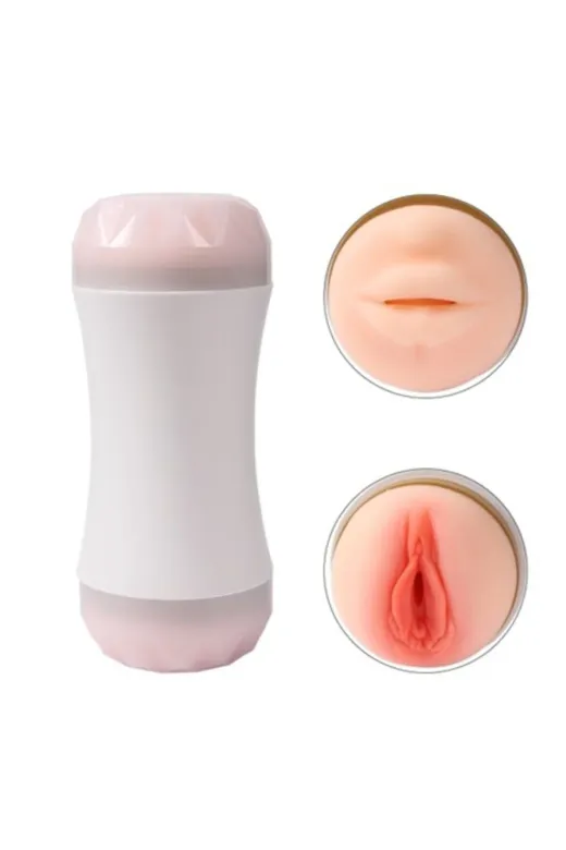 20 Cm Çift Taraflı Realistik Suni Oral & Vajinal Mastürbatör