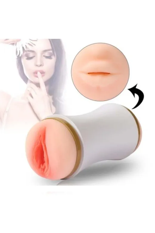 20 Cm Çift Taraflı Realistik Suni Oral & Vajinal Mastürbatör