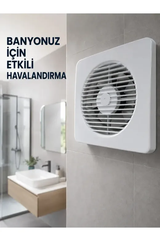 20 W Havalandırma Fanı 150 mm Bağlantı Çapı 20,8 x 20,8 cm Dekoratif Aspiratör