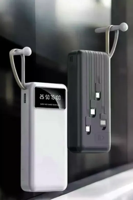 20.000 Mah Led Işıklı LCD Ekran USB Girişli Type-C Lightning Powerbank