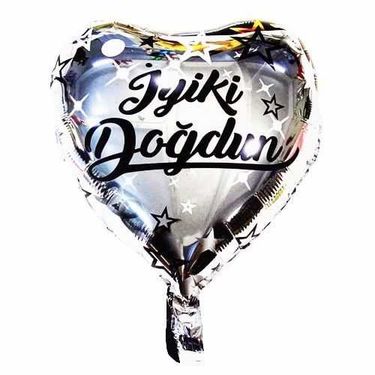 20012024 İkm Group İyi Ki Doğdun Kalpli Gri Folyo Balon