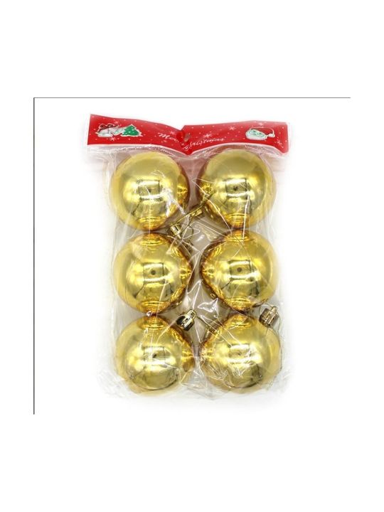 20292024 Happy Land Yılbaşı Çam Ağacı Topu Gold 6 Lı Orta  Boy