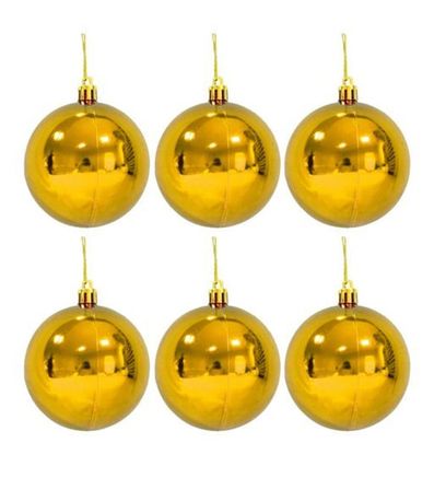 20292024 Happy Land Yılbaşı Çam Ağacı Topu Gold 6 Lı Orta  Boy