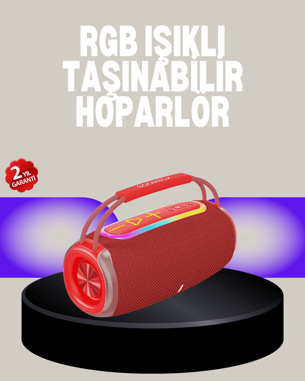 20W Kablosuz Bluetooth Hoparlör RGB Işık Efektli USB/SD/AUX Destekli