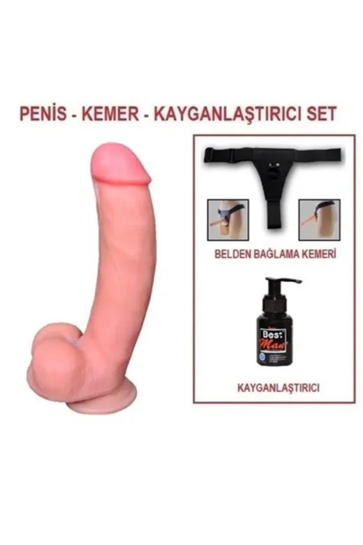 21 Cm Belden Bağlamalı Realistik Dildo Penis Set