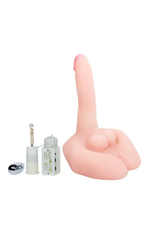 21 Cm Oynar Başlı Titreşimli Sesli Çift Girişli Realistik Vibratör Masturbatör Penis