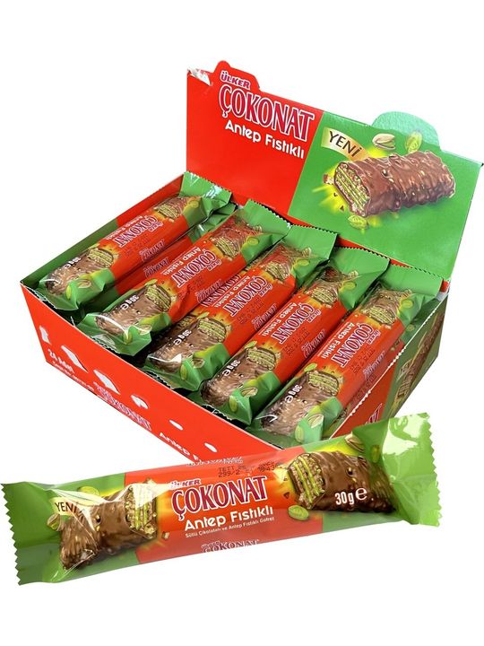 221145698 Ülker Antep Fıstığı Çikolata Kaplamalı Gofret 30 Gram X 24 Adet