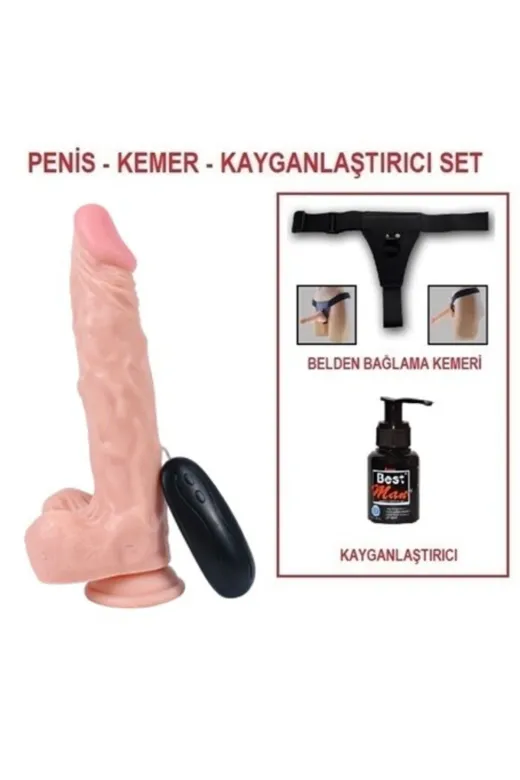 22,5 Cm Belden Bağlamalı Gerçekçi Titreşimli Dildo Vibratör Penis
