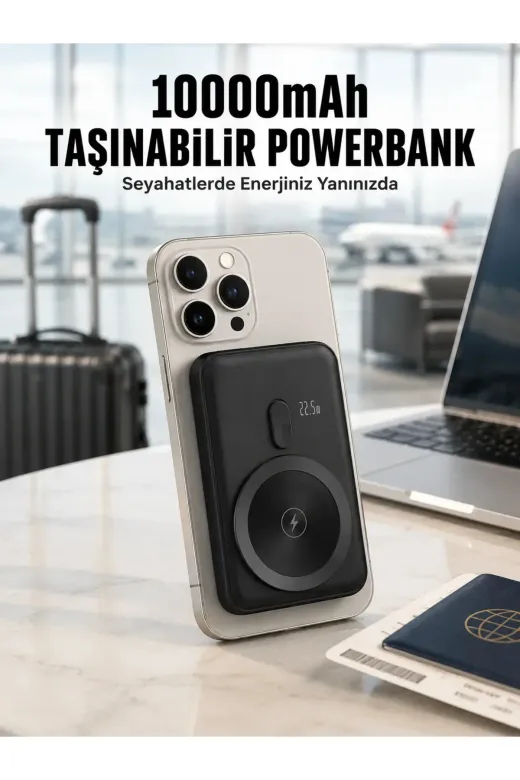 22.5W Hızlı Şarj Destekli Manyetik Powerbank Kompakt Tasarım Yeni Nesil