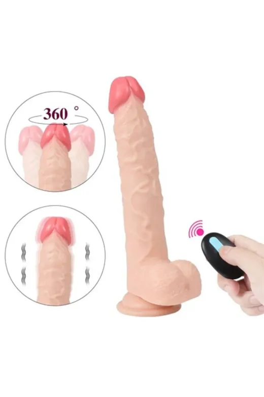 23 Cm Oynar Başlı Uzaktan Kumandalı Titreşimli Dildo - Jeff