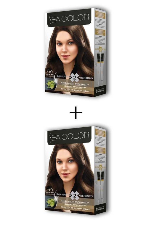 235368676 Sea Color 2X2 Tüp Krem Saç Boyası Seti Koyu Kumral No:6.0