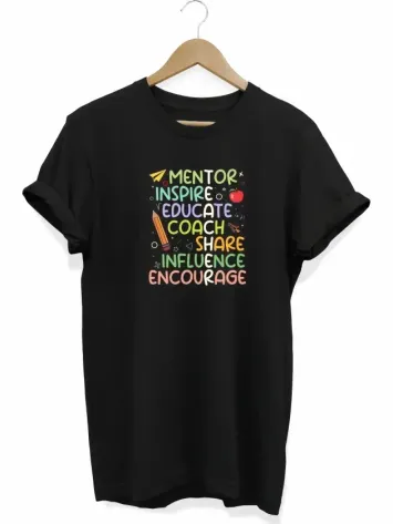 24 Kasım Öğretmenler Günü Hediye Temalı Oversize Bisiklet Yaka T-shirt - Siyah - M - Siyah
