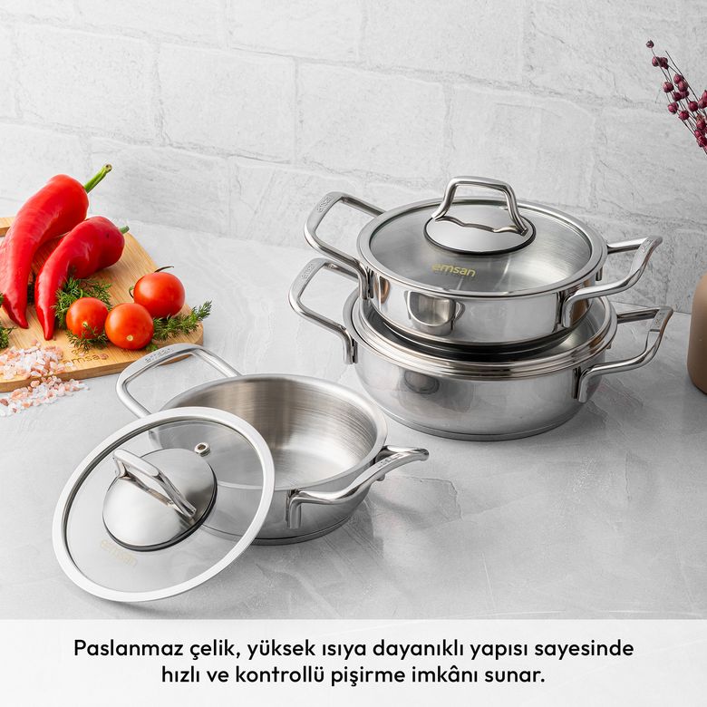 2400= Emsan Demre 6 Parça Çelik Sahan Set