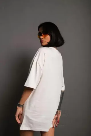 24/1 Düz A Kalite Oversize T-shirt - Beyaz - S - Beyaz