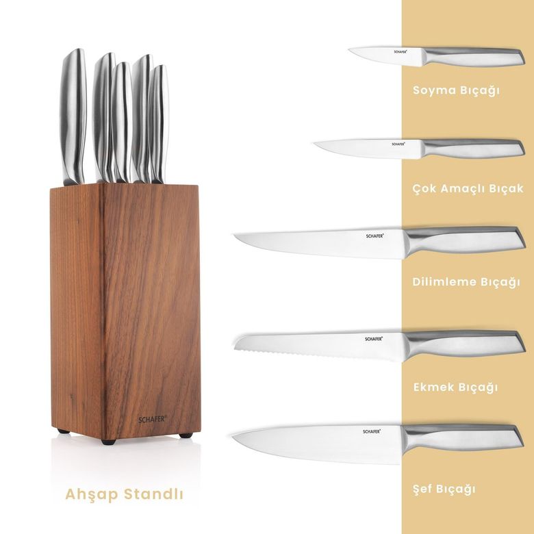 ₺2.499,00 Schafer Solide Ahşap Bıçak Seti 6 Parça