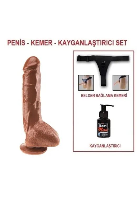 25 Cm Belden Bağlamalı Realistik Vantuzlu Melez Dildo Penis