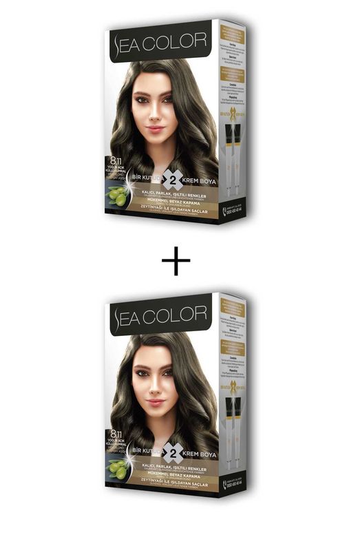 266569 Sea Color 2X2 Tüp Krem Saç Boyası Seti Yoğun Açık Küllü Kumral No:8.11