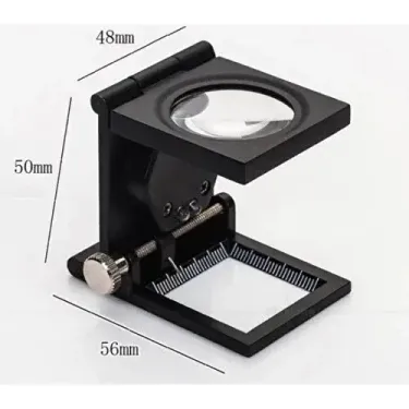 28x28 Mm Katlanır Sayaçlı Metal Lüp, 2 Led Işıklı Büyüteç Tekstil Th9005a