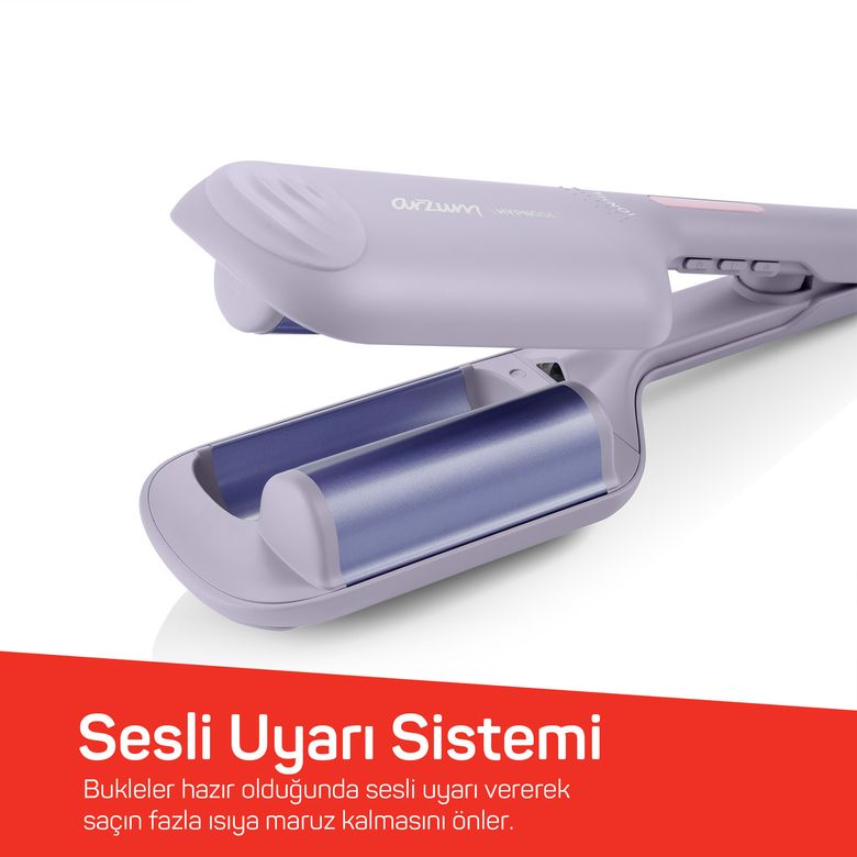 -2999- Arzum Ar5112 Hypnose Ionmax Profesyonel Wag Maşa, Hızlı Isınan, 32 Mm Turmalin Seramik, İyonlu, Lila