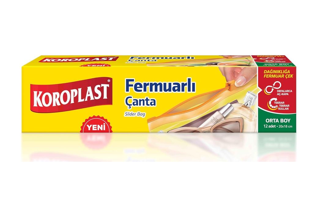 2b 132137543 Orta Boy Fermuarlı Saklama Torbası 12&apos Li Set, Kilitli Saklama Torbası 20X18 Cm, Bpa İçermez, Fermuarlı Saklama Poşeti, Kilitli Seyahat Maktaj Çantası, Kalemlik Eşya Düzenleyicisi Organizer
