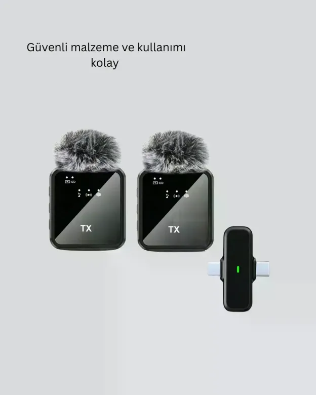 2in1 Kablosuz Yaka krofonu iOS ve Android Uyumlu