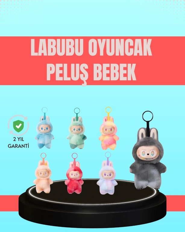 2Kids MEYTDUCZZZLABUBU-2-BLMY Mey İthalat Yumuşak Kumaşlı 20 Cm Labubu Peluş 3 Yaş Üzeri Uygun