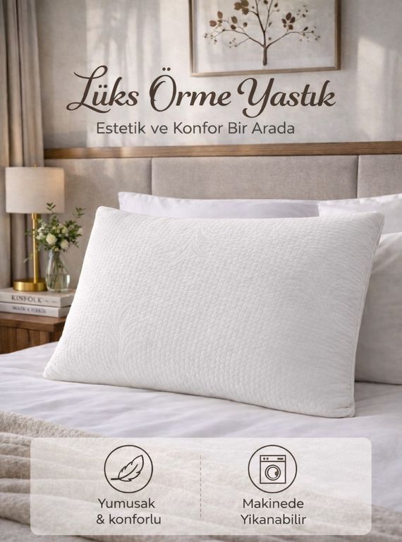 2li Dolgulu Lüks Örme Yastık (50x70)