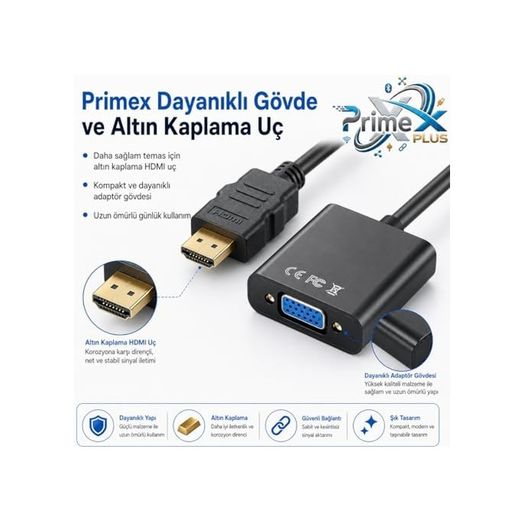 2M 131611980 Px-1240S Hdmı To Vga Çevirici Adaptör, 30 Cm Dijital Görüntü Dönüştürücü, Hdmı Erkek Vga Dişi, Full Hd Destekli Siyah Kablo Aparatı, Pc Laptop Projeksiyon Monitör Uyumlu 0