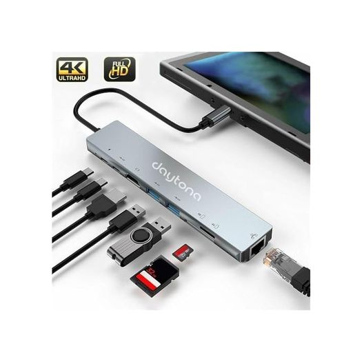 2M 131612120 Cf-04 Macbook Uyumlu Type-C To 4K Hdmı Tv Projeksiyon Uhd 1080P 2 Type-C 3 Usb Sd/tf Rj45 Ethernet Lan 8In1 Çevirici Hub Adaptör 0