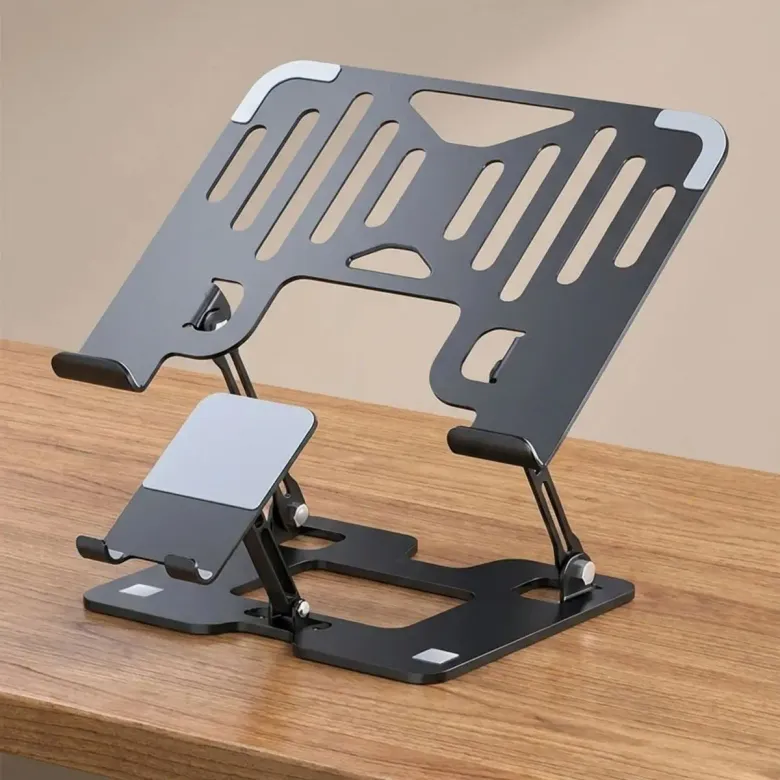 2’si 1 Arada Laptop ve Telefon Standı – AlüMetal Ayarlanabilir,Katlanabilir,Ergonomik Yükseltici (4745)