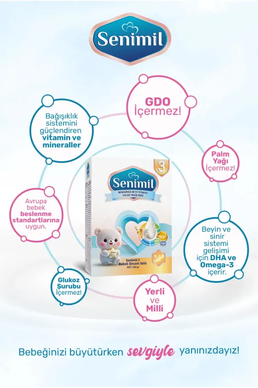 3 Bebek Devam Sütü 250 Gr (9-12 Ay) 5 Li Avantaj Paketi