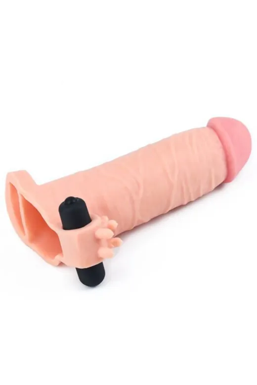 3 Cm Uzatmalı Realistik Titreşimli Penis Kılıfı Xtender