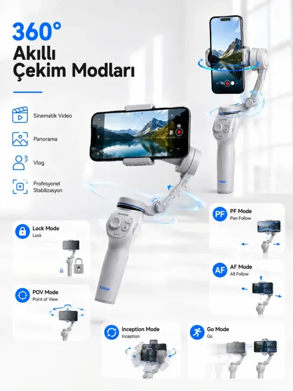 3 Eksen Telefon Sabitleyici Canlı Yayın Vlog Mobil Video Çeki İçin Profesyonel Gimbal