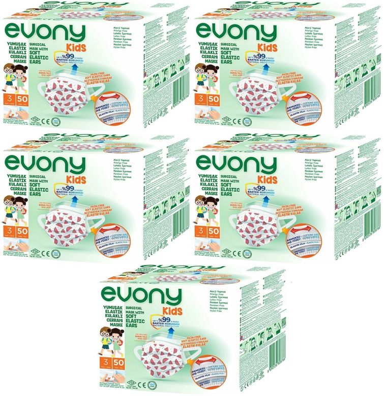 3 Katlı Filtreli Burun Telli Cerrahi Maske (Kids Çoçuklar İçin) 250 Li Set (Desenli)