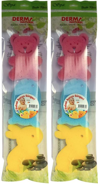 3 Lü Renkli Bebek Banyo Süngeri (2 Li Set)