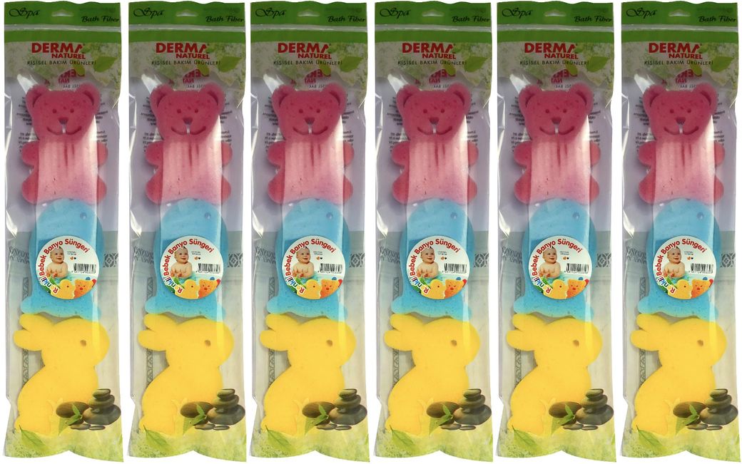 3 Lü Renkli Bebek Banyo Süngeri (6 Lı Set)