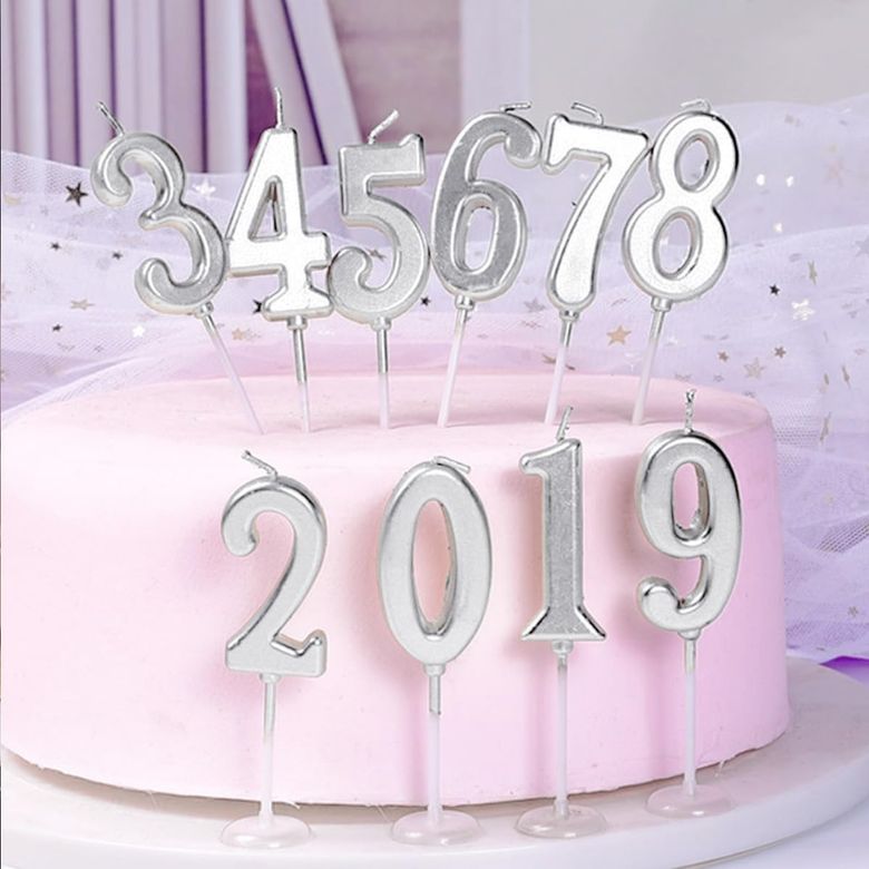 30172024 Happy Birthday Gümüş Rengi Doğum Günü Mumu