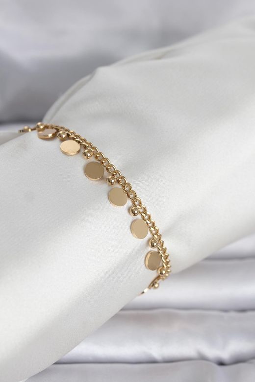 316L Çelik Gold Renk Pullu Model Kadın Bileklik - TJ-BB8383
