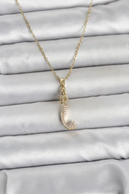 316L Çelik Zincir Gold Renk Zirkon Taşlı Deniz Kızı Model Kadın Kolye TJ-BKO11024