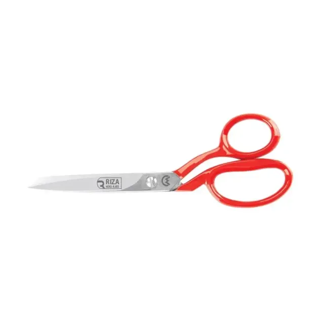 3257-7 Tekstil / Yatık Konfeksiyon Makası No: 7 inç / 17,78 cm - Nikel Kaplama, Kırmızı Saplı, Mikro Tırtıllı