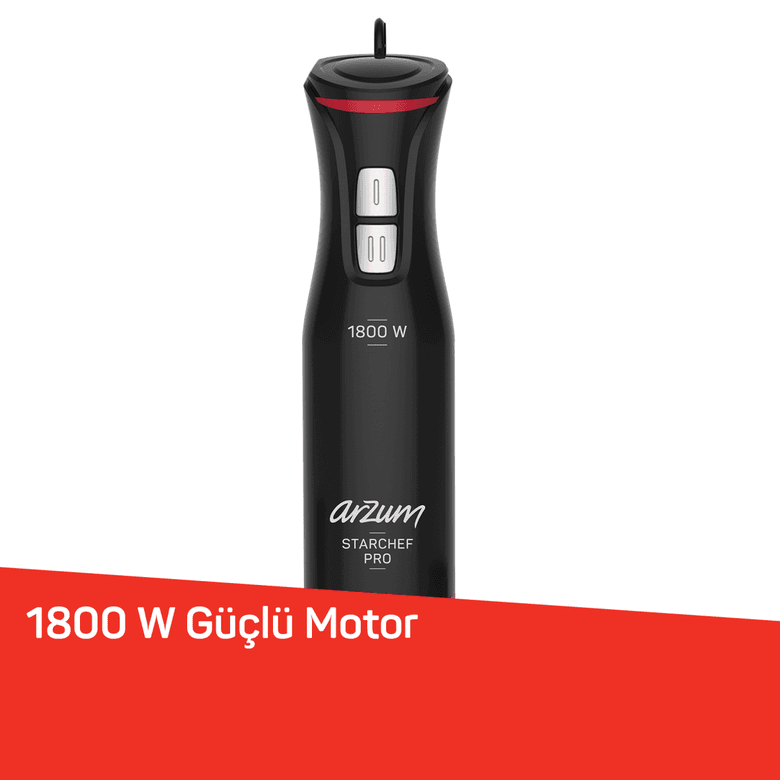 3299- Arzum Ar1204 Starchef Pro 1800W 4 Bıçaklı 1.5 L Hazneli 2 Kademeli Multi Blender Seti, Siyah