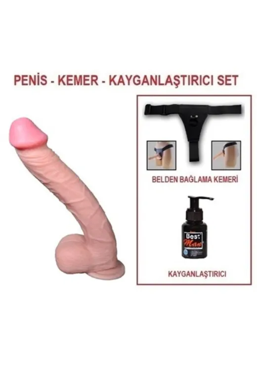 33 Cm Belden Bağlamalı Realistik Dev Penis Set