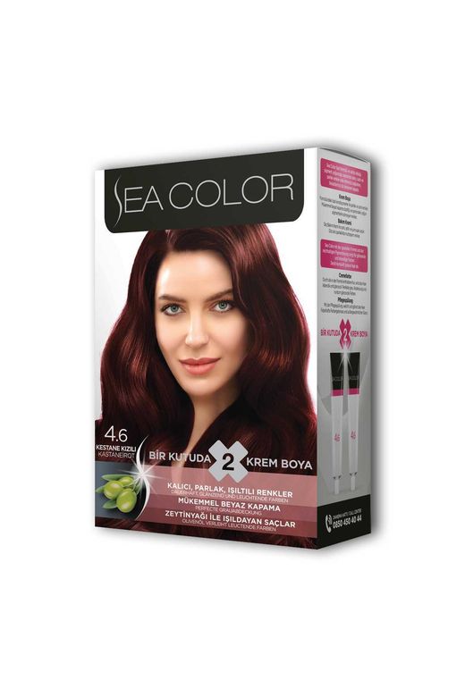 3485158 Sea Color 2X2 Tüp Krem Saç Boyası Seti Kestane Kızılı No:4.6