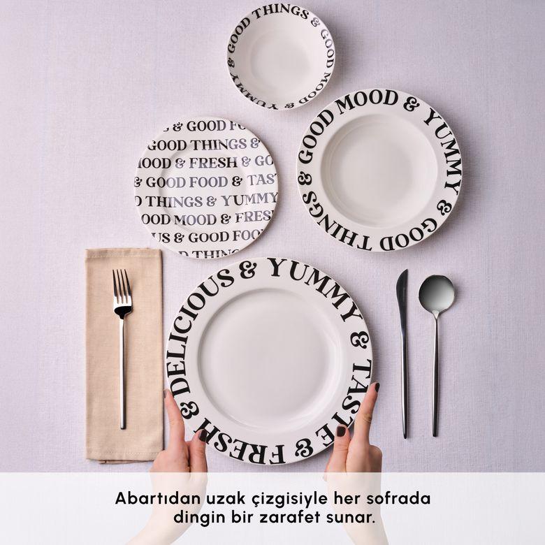 3.499 TL Emsan Forever Bone Mood 24 Parça 6 Kişilik Yemek Takımı