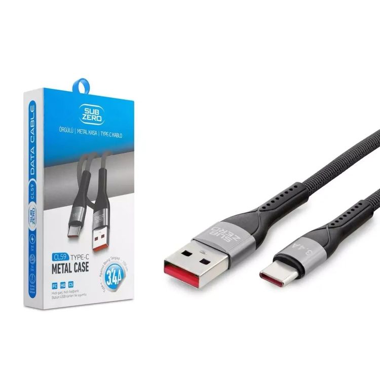 3.4A Type-C Hasır Şarj Data Kablosu