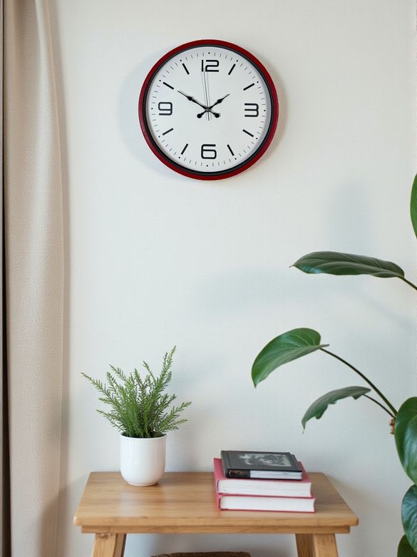 36 Cm Kırmızı Modern Dekoratif Duvar Saati