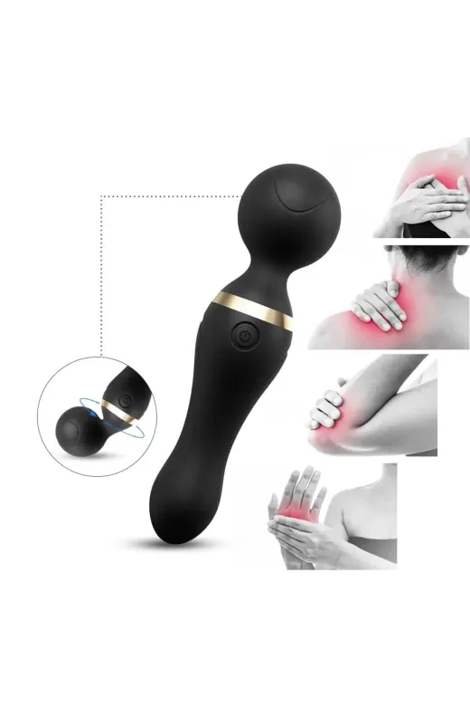 360° Açılı Magic Wand Massager Çok Sessiz Masaj Aleti - Siyah