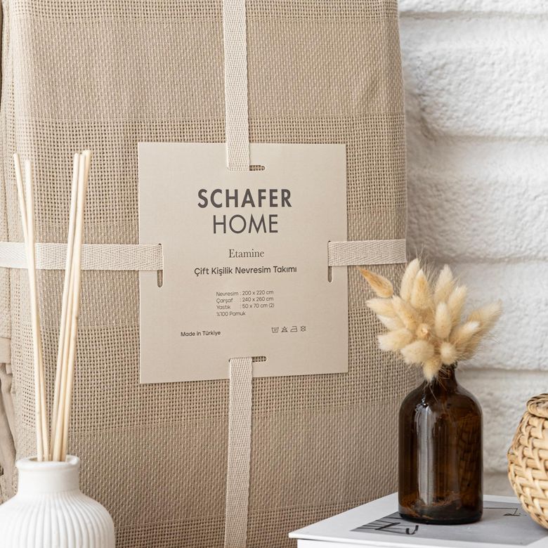 ₺3.999,0 Schafer Home Etamine Pamuk Çk Nevresim Takımı 4 Parça Cappuccino