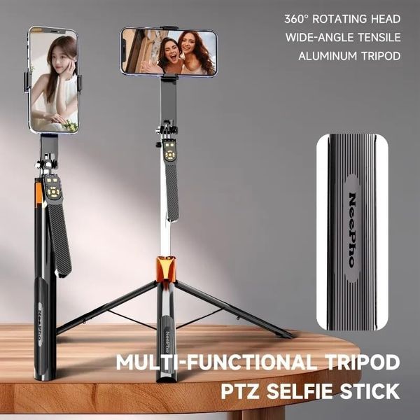 3B3 131614635 3 Eksen Anti Shake Stabilizasyonlu Selfie Çubuğu Tripod 170 Cm Uzatılabilir Alüminyum Gövde 10 M Bluetooth Kumanda 360 Ayar 1/4 Vida Kamera Vlog Canlı Yayın Np-L6S